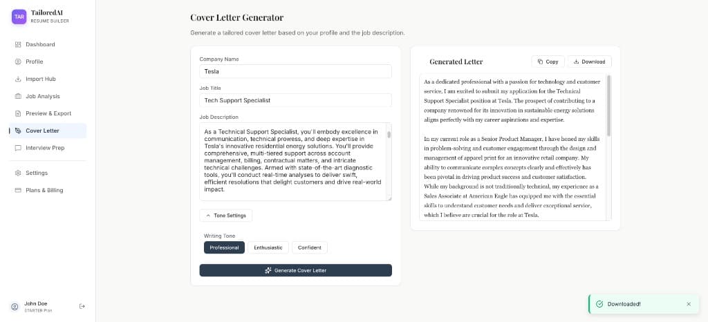 AI Cover Letter Generator